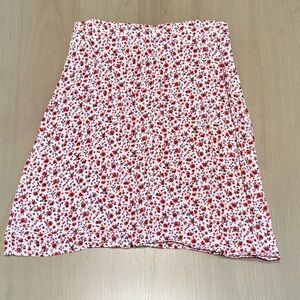 Floral Red and White Women's Skirt